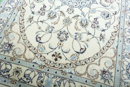 Close-up detail of New Nain rug from Iran / Persia showing Wool weave