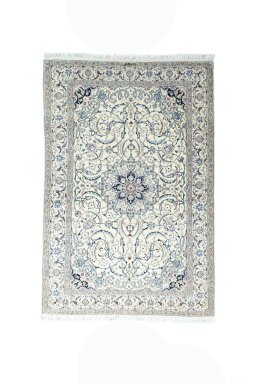 Full view of New Nain rug from Iran / Persia, 195 × 133 cm in Beige tones