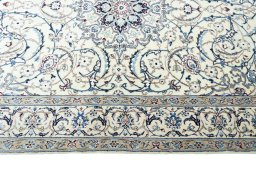 Full view of New Nain rug from Iran / Persia, 195 × 133 cm in Beige tones