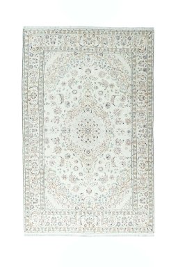 Full view of New Nain rug from Iran / Persia, 308 × 195 cm in Beige tones