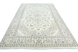 Surface texture of New Nain rug with natural Wool and intricate pattern