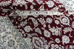 Close-up detail of New Nain rug from Iran / Persia showing Cork weave