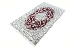 Corner detail of New Nain rug showing border pattern and Cork pile