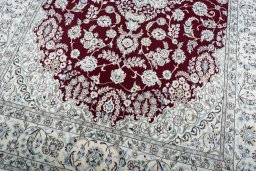 Close-up detail of New Nain rug from Iran / Persia showing Cork weave