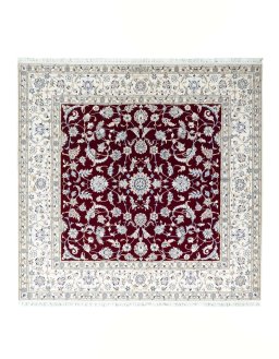Full view of New Nain rug from Iran / Persia, 205 × 211 cm in Red tones