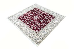 Corner detail of New Nain rug showing border pattern and Cork pile