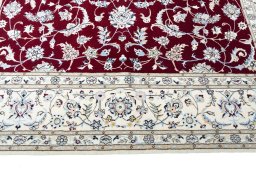 Full view of New Nain rug from Iran / Persia, 205 × 211 cm in Red tones