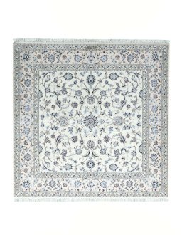 Full view of New Nain rug from Iran / Persia, 204 × 206 cm in Beige tones
