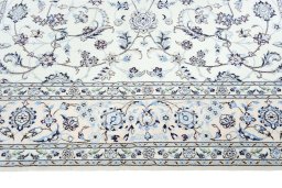Full view of New Nain rug from Iran / Persia, 204 × 206 cm in Beige tones