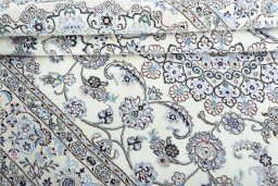 Close-up detail of New Nain rug from Iran / Persia showing Cork weave