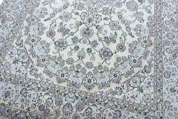 Close-up detail of New Nain rug from Iran / Persia showing Cork weave