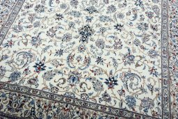 Close-up detail of 2000s Nain rug from Iran / Persia showing Cork weave