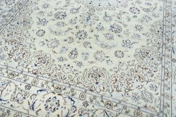 Close-up detail of New Nain rug from Iran / Persia showing Wool weave