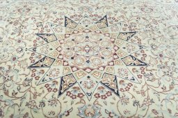 Central medallion detail of 2000s Nain rug from Iran / Persia