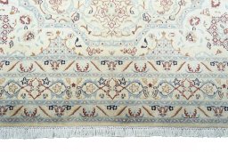 Full view of 2000s Nain rug from Iran / Persia, 309 × 203 cm in Beige tones