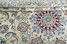 Close-up detail of New Nain rug from Iran / Persia showing Silk weave