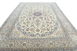 Surface texture of New Nain rug with natural Silk and intricate pattern