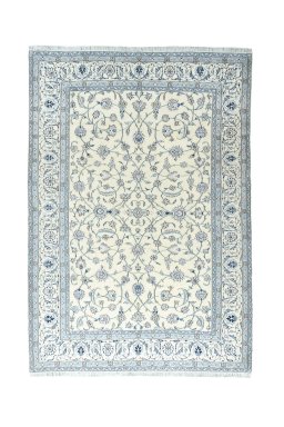 Full view of New Nain rug from Iran / Persia, 290 × 202 cm in Beige tones