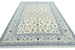 Surface texture of New Nain rug with natural Wool and intricate pattern
