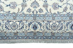 Full view of New Nain rug from Iran / Persia, 290 × 202 cm in Beige tones