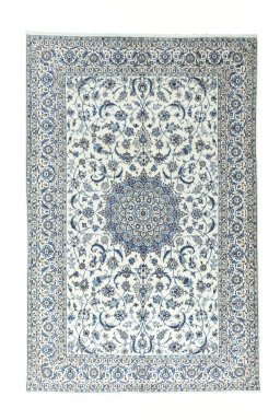 Full view of New Nain rug from Iran / Persia, 303 × 197 cm in Beige tones