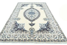 Surface texture of New Nain rug with natural Wool and intricate pattern