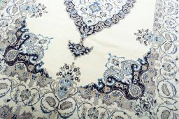 Close-up detail of New Nain rug from Iran / Persia showing Wool weave