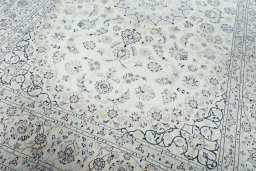 Close-up detail of New Nain rug from Iran / Persia showing Wool weave