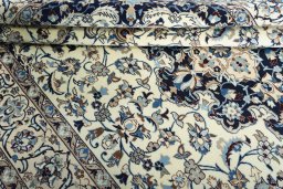 Close-up detail of New Nain rug from Iran / Persia showing Wool weave