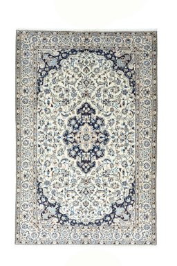 Full view of New Nain rug from Iran / Persia, 308 × 204 cm in Beige tones