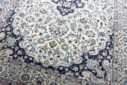 Close-up detail of New Nain rug from Iran / Persia showing Wool weave