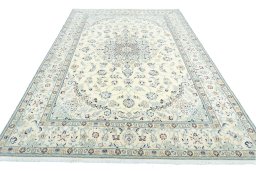 Surface texture of New Nain rug with natural Wool and intricate pattern