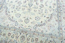 Close-up detail of New Nain rug from Iran / Persia showing Wool weave