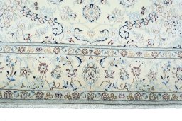 Full view of New Nain rug from Iran / Persia, 309 × 202 cm in Beige tones