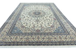 Surface texture of 2000s Nain rug with natural Cork and intricate pattern