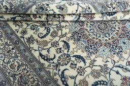 Close-up detail of New Nain rug from Iran / Persia showing Wool weave