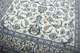 Close-up detail of New Nain rug from Iran / Persia showing Wool weave