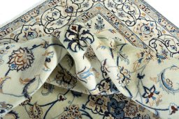 Surface texture of New Nain rug with natural Wool and intricate pattern