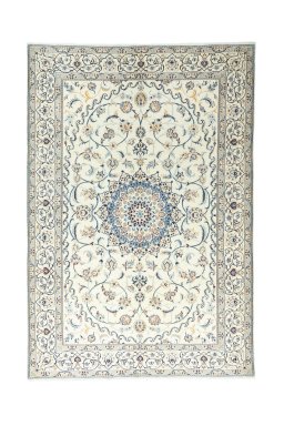 Full view of New Nain rug from Iran / Persia, 293 × 200 cm in Beige tones