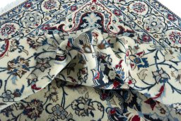 Surface texture of New Nain rug with natural Wool and intricate pattern