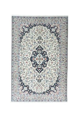 Full view of New Nain rug from Iran / Persia, 306 × 202 cm in Beige tones