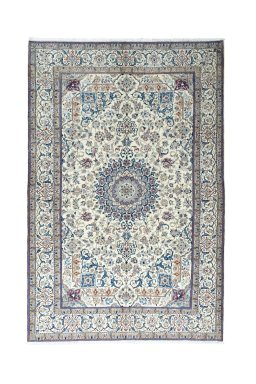 Full view of 2000s Nain rug from Iran / Persia, 310 × 204 cm in Red tones
