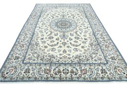Surface texture of New Nain rug with natural Wool and intricate pattern