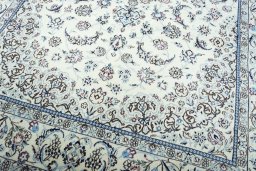 Close-up detail of New Nain rug from Iran / Persia showing Wool weave