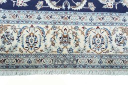 Full view of New Nain rug from Iran / Persia, 302 × 253 cm in Blue tones