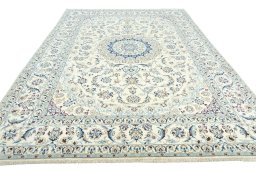 Surface texture of New Nain rug with natural Wool and intricate pattern