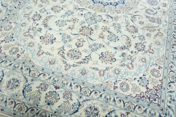 Close-up detail of New Nain rug from Iran / Persia showing Wool weave