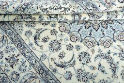Close-up detail of New Nain rug from Iran / Persia showing Wool weave