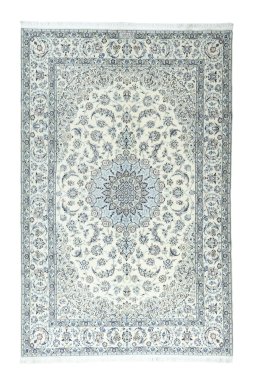 Full view of New Nain rug from Iran / Persia, 300 × 195 cm in Beige tones
