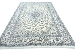 Surface texture of New Nain rug with natural Wool and intricate pattern